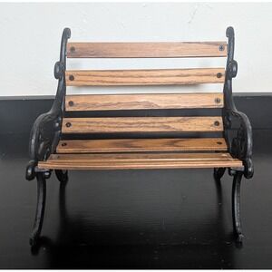 Vintage Oak and Cast Iron Doll Bench 9 1/2"